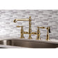 Kingston KS7277ALBS English Country Bridge Kitchen Faucet with Brass Sprayer, Brushed Brass
