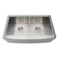 Main Product Image: Kingston Brass GKTDF33209 33-inch stainless steel double bowl farmhouse kitchen sink with brushed finish
