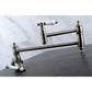 Kingston Brass KS3103BPL Bel-Air Wall Mount Pot Filler Faucet, Antique Brass with white porcelain levers and swing arms