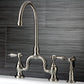 Kingston KS7793BALBS Heirloom Bridge Kitchen Faucet with Brass Sprayer, Antique Brass
