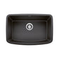 BLANCO Valea SILGRANIT 27" Single Bowl Undermount Kitchen Sink, ergonomic design with curved basin and sleek finish.