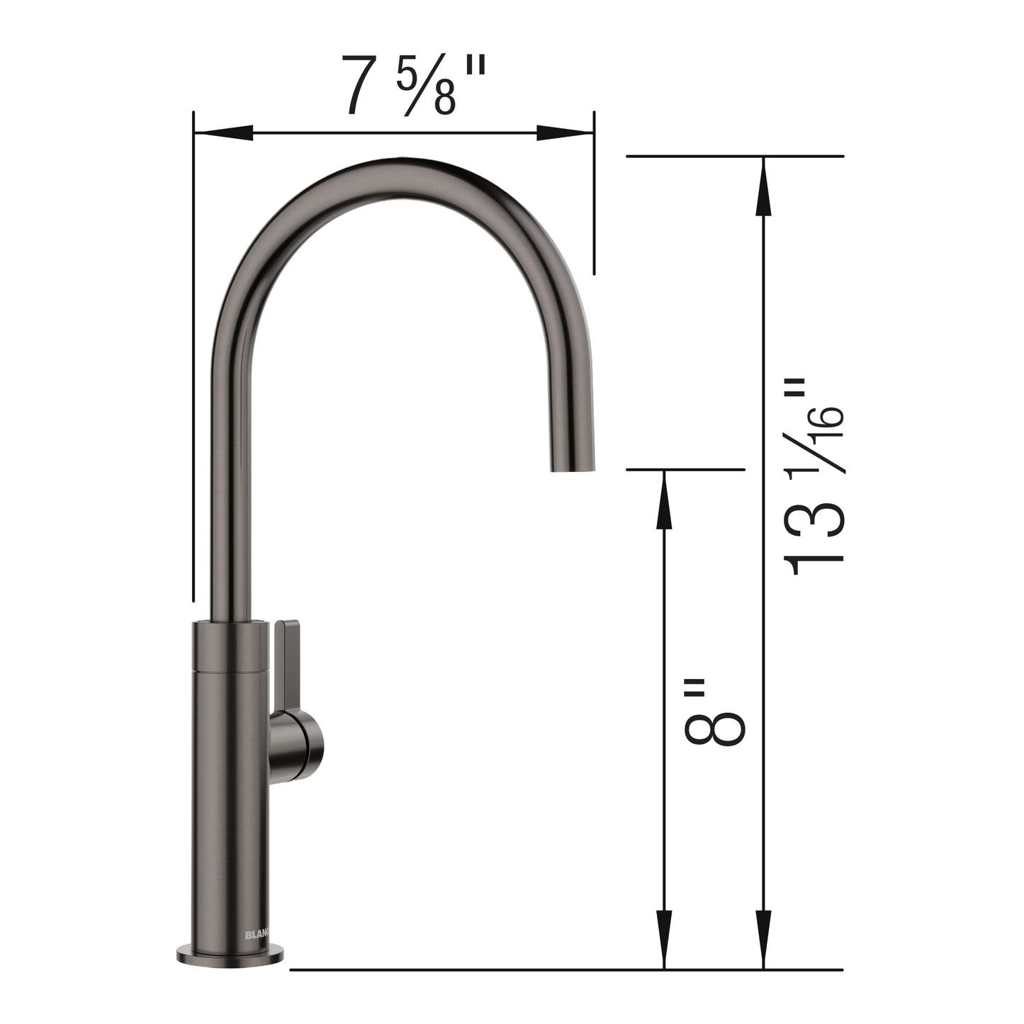 BLANCO Culina II High Arc Beverage Faucet Compatible with Reverse Osmosis Systems dimensions and design.