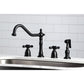 Kingston Brass KB1793AXBS Heritage Double-Handle Widespread Kitchen Faucet with Brass Sprayer, Antique Brass