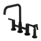 Kingston KS8287CTLBS Continental Bridge Kitchen Faucet with Brass Sprayer, Brushed Brass in Matte Black finish