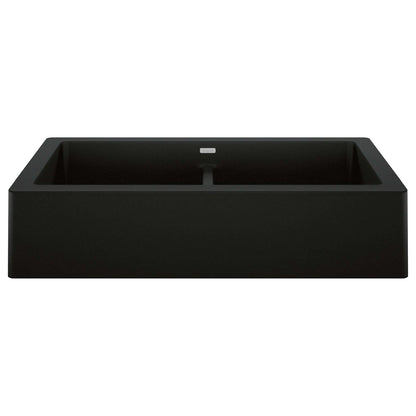 BLANCO VINTERA 33" SILGRANIT Double Bowl Farmhouse Sink in Coal Black, showcasing a contemporary farmhouse design.