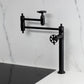 Kingston Brass KS3703RX Belknap Deck Mount Pot Filler Faucet, Antique Brass design with foldable swing arms.