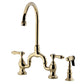 Kingston KS7793BALBS Heirloom Bridge Kitchen Faucet with Brass Sprayer, Antique Brass