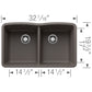 BLANCO Diamond SILGRANIT 32" 50/50 Double Bowl Undermount Kitchen Sink