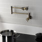 Kingston Brass KS4103RKZ Wendell Wall Mount Pot Filler Faucet with Knurled Handle, Antique Brass in kitchen setting
