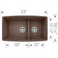 BLANCO Performa SILGRANIT 33" 60/40 Double Bowl Undermount Kitchen Sink with Low Divide