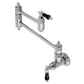 Kingston Brass KS3103PKL Duchess Wall Mount Pot Filler Faucet, Antique Brass with black porcelain handles.