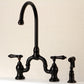 Kingston KS7793BALBS Heirloom Bridge Kitchen Faucet with Brass Sprayer, Antique Brass