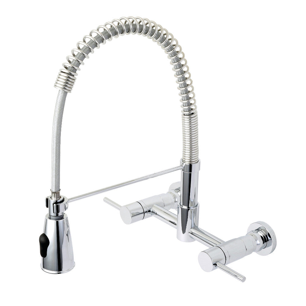 Gourmetier GS8287DL Concord Double-Handle Wall-Mount Pre-Rinse Bridge Kitchen Faucet, Brushed Brass design