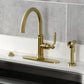 Kingston Brass KS2433KL Whitaker Single-Handle Kitchen Faucet with Brass Side Sprayer, Antique Brass