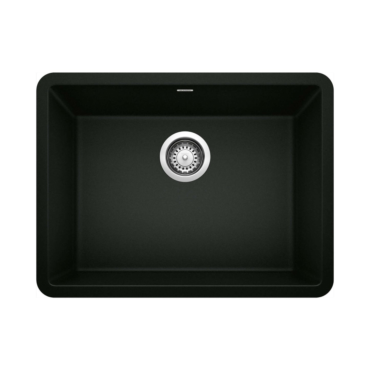 BLANCO PRECIS 24" SILGRANIT Compact Undermount Sink in Coal Black with a sleek and modern design for small kitchens.