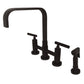 Kingston KS8257CMLBS Manhattan Bridge Kitchen Faucet with Brass Sprayer, Brushed Brass in oil rubbed bronze finish.