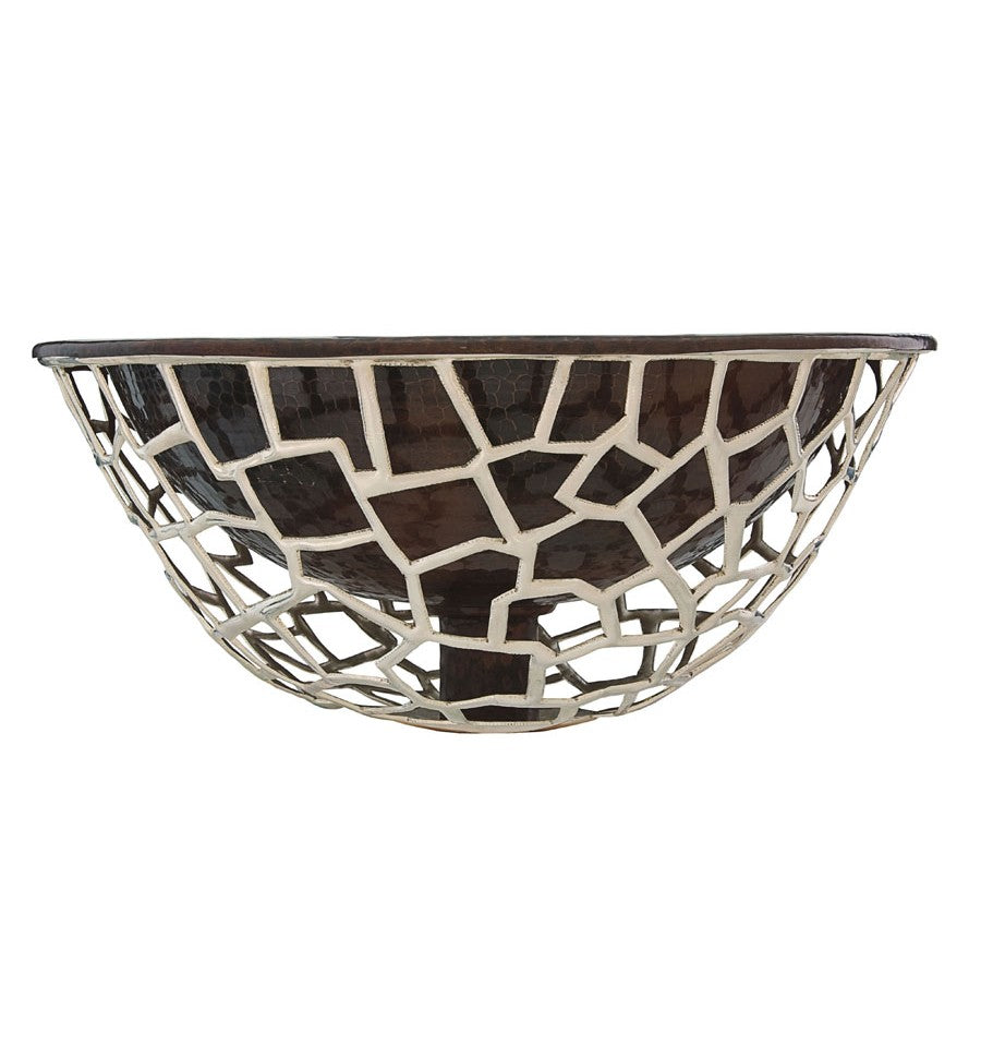 Thompson Manzanillo 16" Hammered Aged Copper Round Bathroom Sink - NPCS-BC - view 2