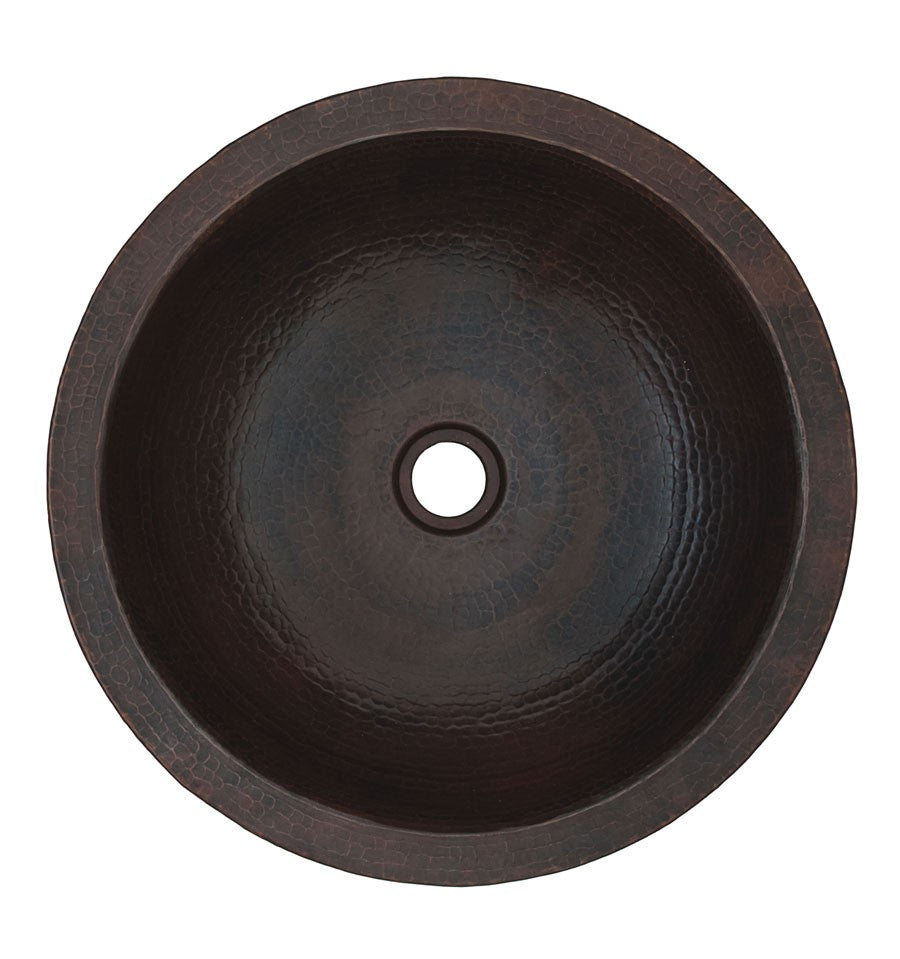 Thompson Manzanillo 16" Hammered Aged Copper Round Bathroom Sink - NPCS-BC - view 3