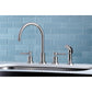 Kingston Brass KS8728DL Concord Double-Handle Widespread Kitchen Faucet with Plastic Sprayer, Brushed Nickel