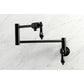 Kingston Brass KS4107PKL Duchess Wall Mount Pot Filler Faucet, Brushed Brass with black porcelain handles