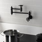 Kingston Brass KS3103RX Belknap Wall Mount Pot Filler Faucet, Antique Brass with stylish design and foldable swing arms.