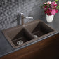 BLANCO Diamond SILGRANIT 33" 50/50 Double Bowl Dual Mount Kitchen Sink