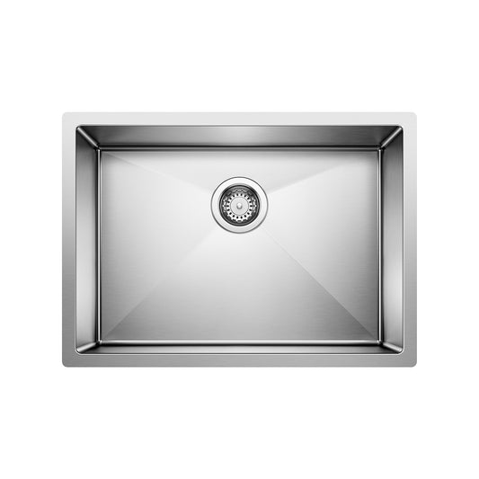 BLANCO Precision R10 25" Single Bowl Undermount Stainless Steel Kitchen Sink from above, showcasing sleek design and craftsmanship.