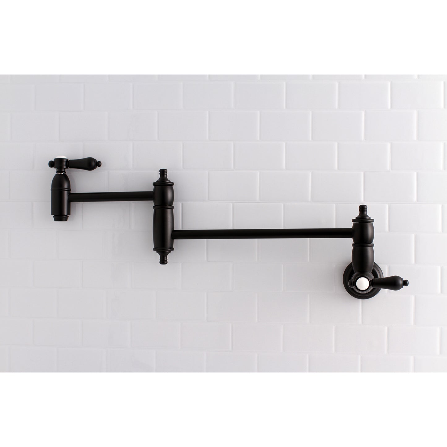 Kingston Brass KS3103BAL Heirloom Wall Mount Pot Filler Faucet, Antique Brass in sleek design