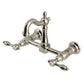 Kingston KS2443TAL Tudor Two-Handle Wall Mount Bridge Kitchen Faucet, Antique Brass. Elegant vintage design.