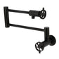 Kingston Brass KS4103RKX Webb Wall Mount Pot Filler Faucet with Knurled Handle, Antique Brass.