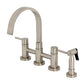 Kingston KS8267DLBS Concord Bridge Kitchen Faucet with Brass Sprayer, Brushed Brass - contemporary design with swivel spout.