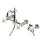 Kingston KS2443PXBS Heritage Two-Handle Wall Mount Bridge Kitchen Faucet with Brass Sprayer, Antique Brass in polished nickel finish