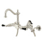 Kingston KS1263PKLBS Duchess Two-Handle Wall Mount Bridge Kitchen Faucet with Brass Sprayer, Antique Brass