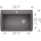 BLANCO Diamond SILGRANIT 33.5" Super Single Dual Mount Kitchen Sink