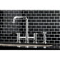 Kingston KS8287DKLBS Kaiser Bridge Kitchen Faucet with Brass Sprayer, Brushed Brass on black tiled backsplash.