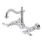 Kingston KS1263TAL Tudor Two-Handle Wall Mount Bridge Kitchen Faucet, Antique Brass in chrome finish