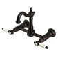 Kingston KS2443BPL Bel-Air Two-Handle Wall Mount Bridge Kitchen Faucet, Antique Brass with Oil Rubbed Bronze finish.
