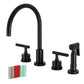 Kingston Brass KS8723CKLBS Kaiser Double-Handle Widespread Kitchen Faucet with Brass Sprayer, Antique Brass