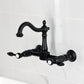 Kingston KS1263TAL Tudor Two-Handle Wall Mount Bridge Kitchen Faucet, Antique Brass