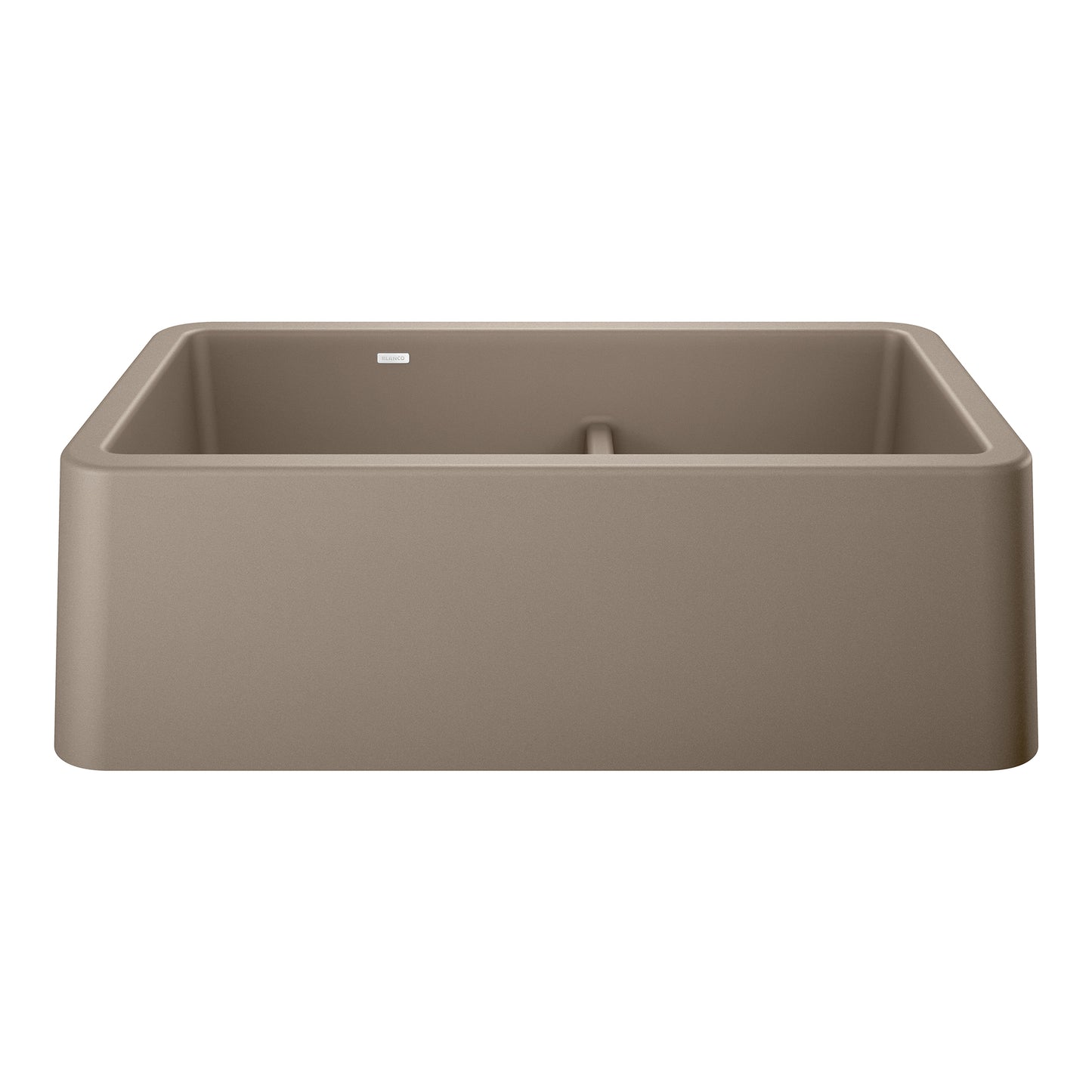 BLANCO Ikon SILGRANIT 33" Double Bowl Apron-Front Farmhouse Sink with Low Divide in a sleek design.