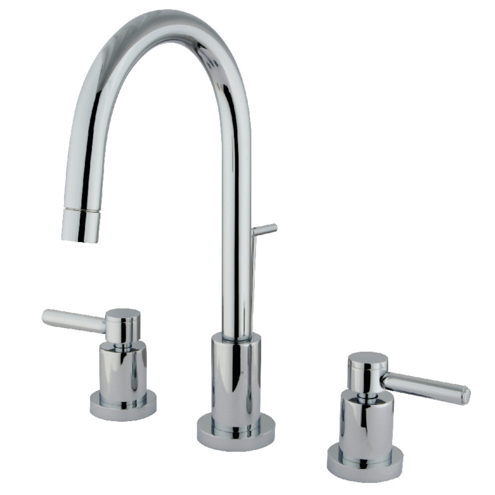 Kingston Brass KS8958DL Concord Widespread Bathroom Faucet with Brass Pop-Up, Brushed Nickel in polished chrome finish