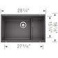 BLANCO Precis Cascade SILGRANIT 29" Single Bowl Undermount Kitchen Sink with Colander