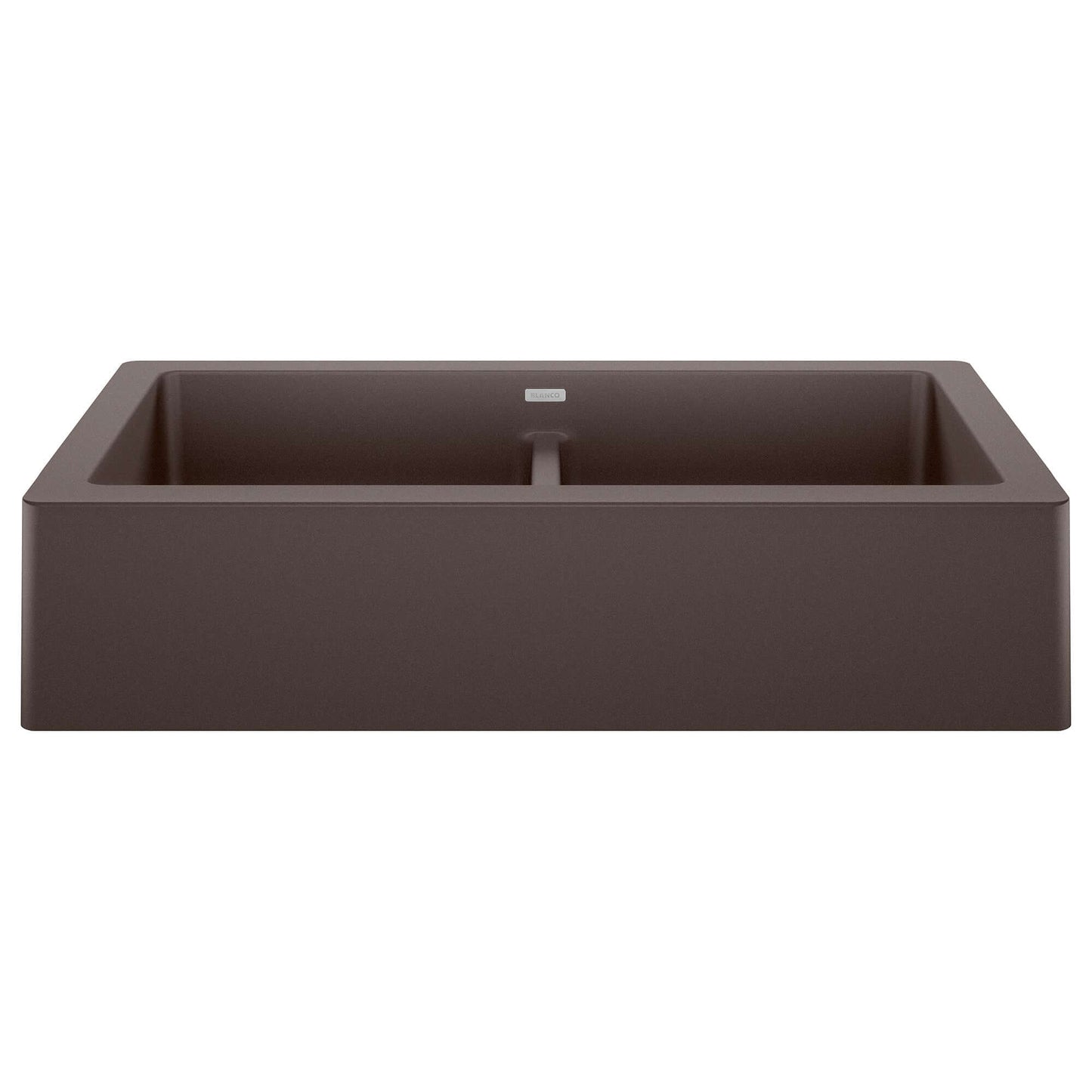 BLANCO VINTERA 33" SILGRANIT Double Bowl Farmhouse Sink in Café color, featuring a contemporary apron-front design.