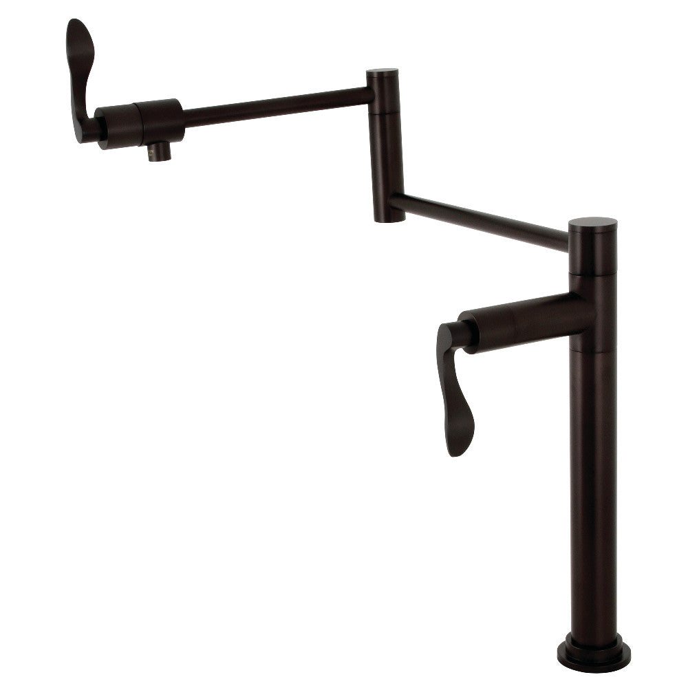 Kingston Brass KS4700DFL NuWave Deck Mount Pot Filler Faucet, Matte Black in oil rubbed bronze finish