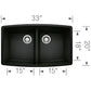 BLANCO Performa SILGRANIT 33" 50/50 Double Bowl Undermount Kitchen Sink