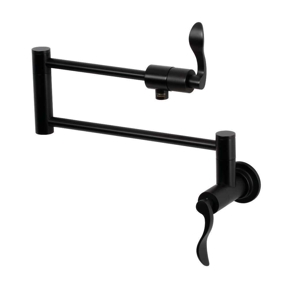 Kingston Brass KS4103DFL NuWave Wall Mount Pot Filler Faucet, Antique Brass with foldable swing arms