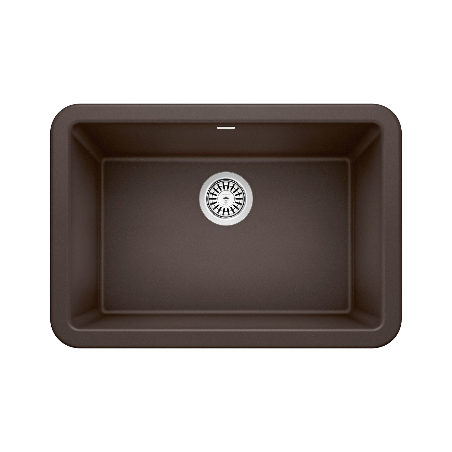 BLANCO Ikon SILGRANIT 27" Single Bowl Apron-Front Farmhouse Sink in a rich brown finish.