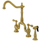 Kingston KS7757ALBS English Country Bridge Kitchen Faucet with Brass Sprayer, Brushed Brass