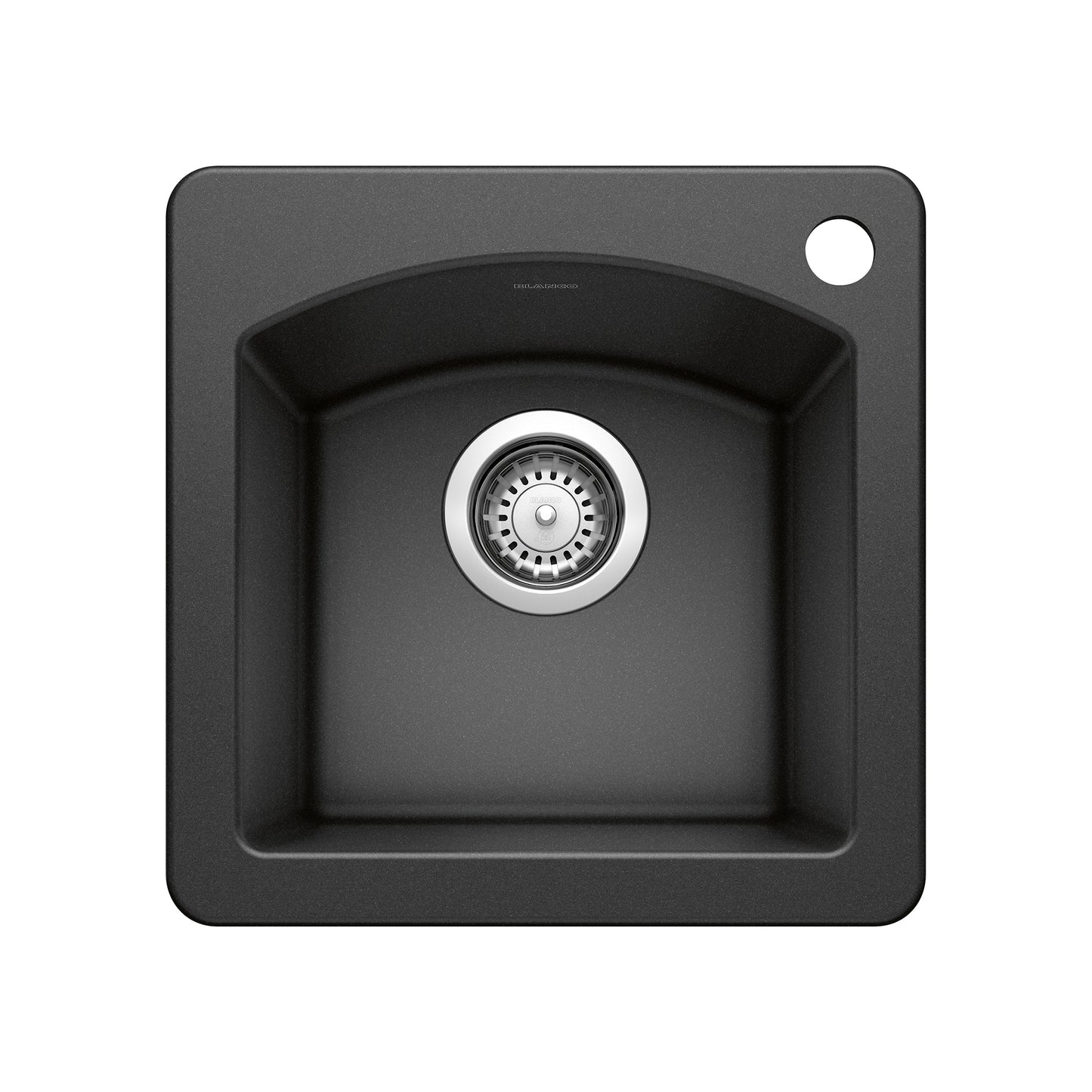 BLANCO Diamond SILGRANIT 15" Dual Mount Bar Sink in sleek black finish with modern design.