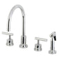 Kingston Brass KS8723CMLBS Manhattan Double-Handle Widespread Kitchen Faucet with Brass Sprayer, Antique Brass